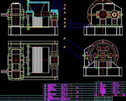 起重卷扬机2D总装图 CAD图纸（AutoCAD设计，提供dwg格式）