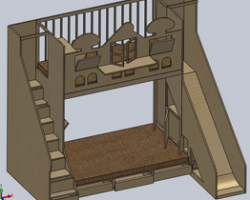 创意儿童滑梯床（SolidWorks设计，提供Sldprt/Sldasm格式）