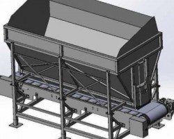 带料斗的带式输送机上料设备（SolidWorks设计，提供Sldprt/Sldasm格式）